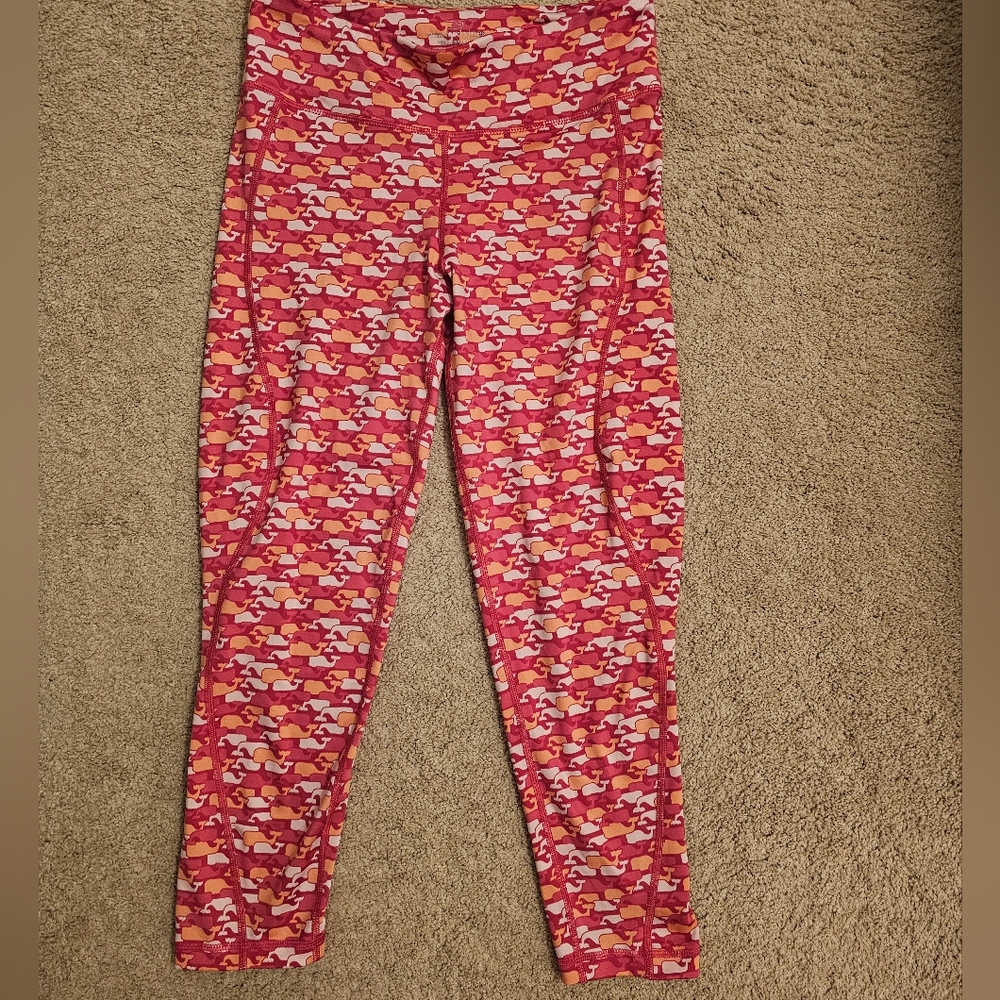 Vineyard Vines Pink Whale Pattern Athleisure Leggings
